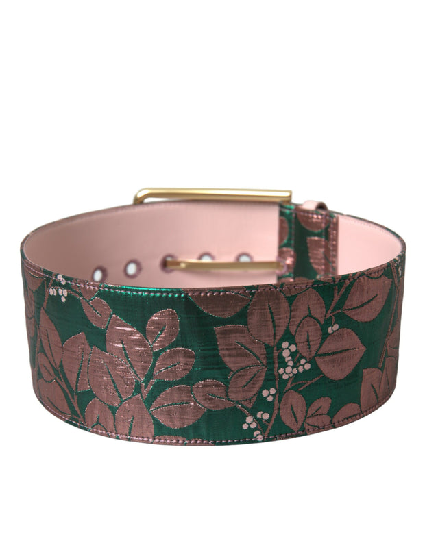 Multicolor Floral Jacquard Lurex Gold Buckle Belt Dolce & Gabbana