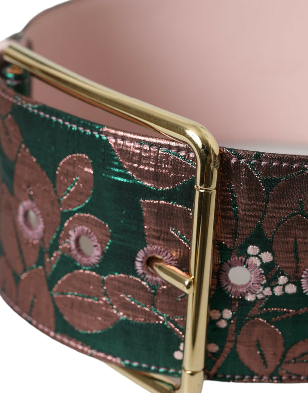 Multicolor Floral Jacquard Lurex Gold Buckle Belt Dolce & Gabbana