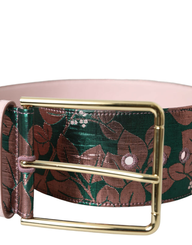 Multicolor Floral Jacquard Lurex Gold Buckle Belt Dolce & Gabbana