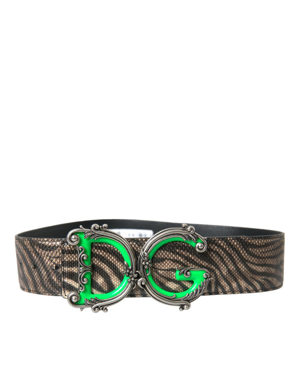 Brown Zebra Leather Metal Logo Buckle Belt Dolce & Gabbana