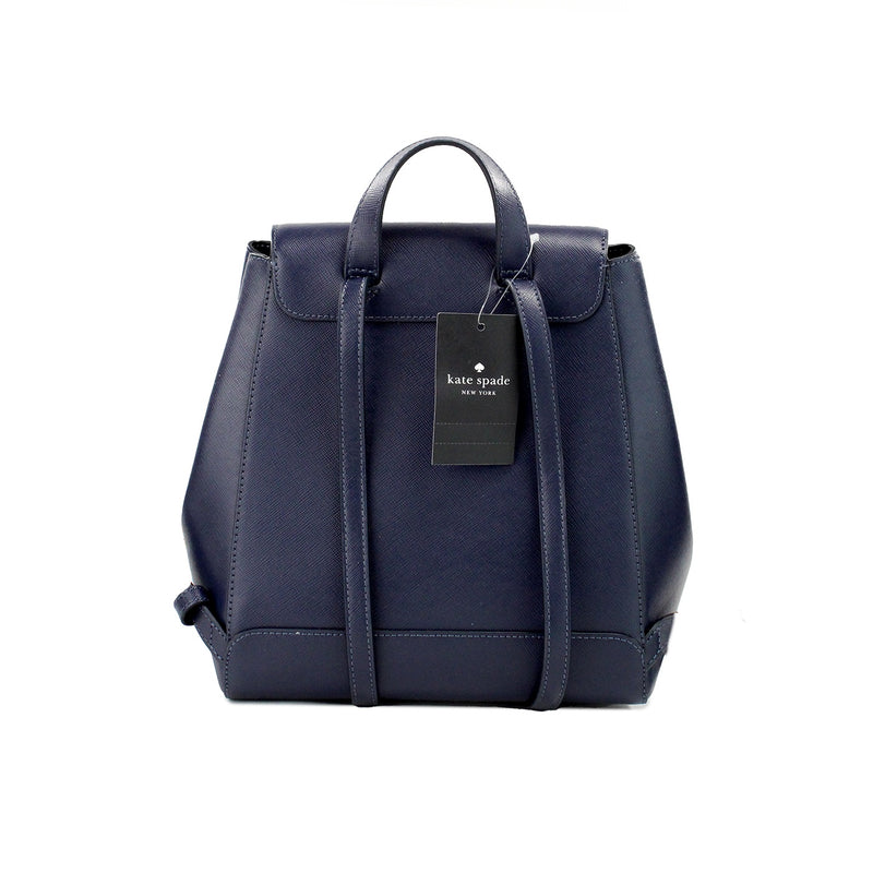 Madison Navy Saffiano Leather Medium Flap Shoulder Backpack Bag Kate Spade