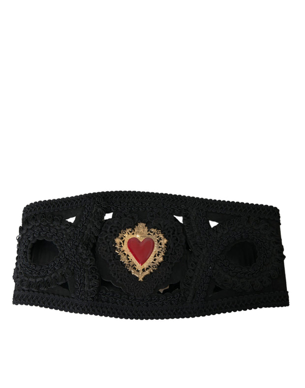 Black Canvas Embellished Waist Women Belt Dolce & Gabbana