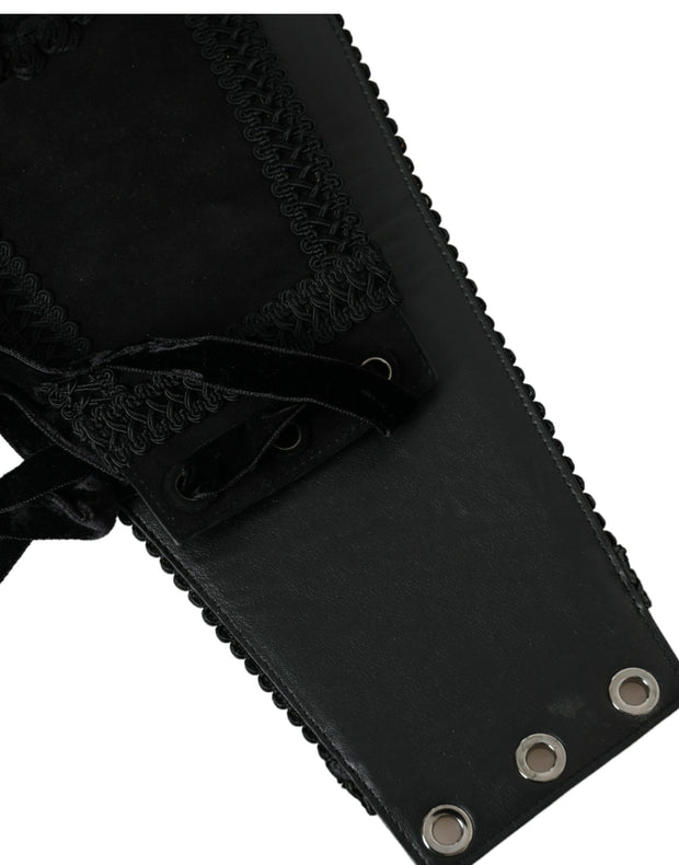 Black Canvas Embellished Waist Women Belt Dolce & Gabbana