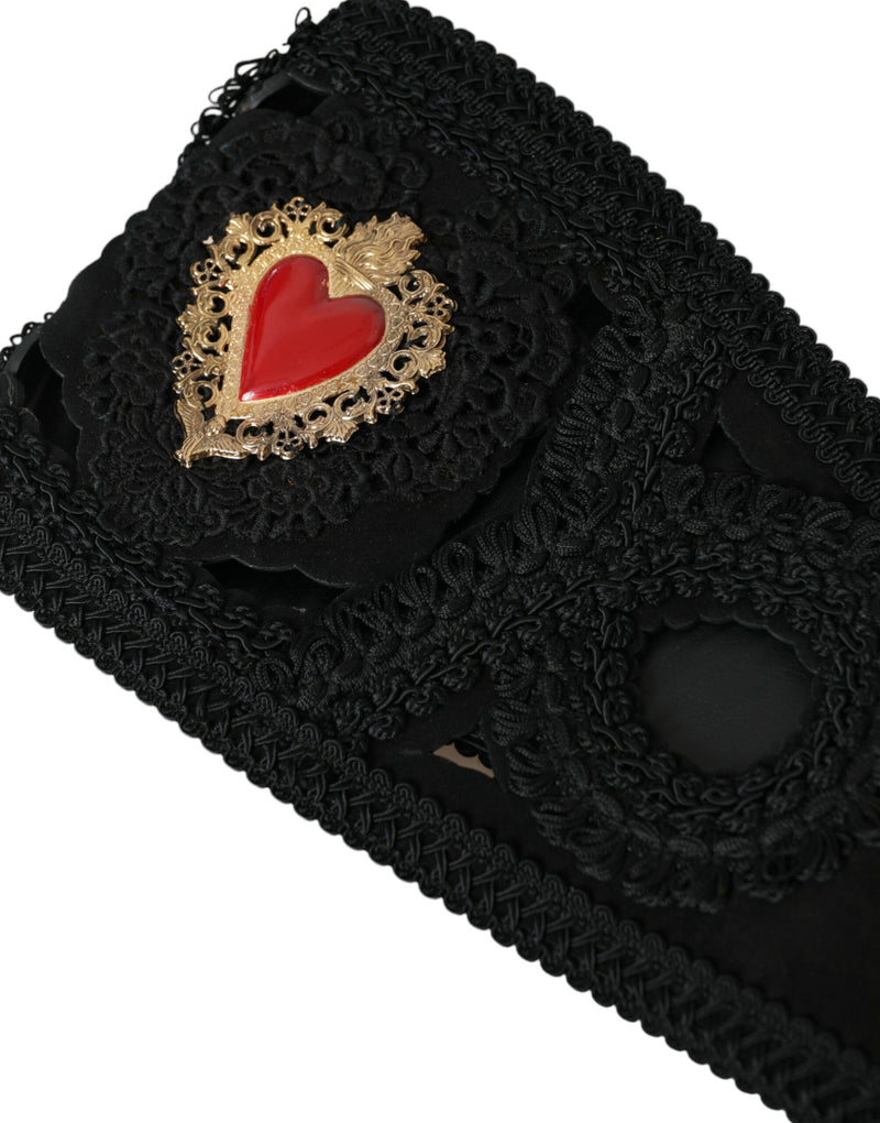 Black Canvas Embellished Waist Women Belt Dolce & Gabbana