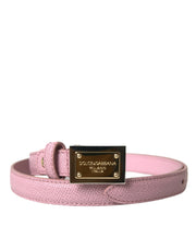 Pink Leather Gold Square Metal Buckle Belt Dolce & Gabbana