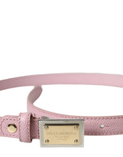 Pink Leather Gold Square Metal Buckle Belt Dolce & Gabbana