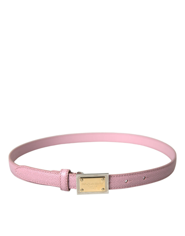 Pink Leather Gold Square Metal Buckle Belt Dolce & Gabbana