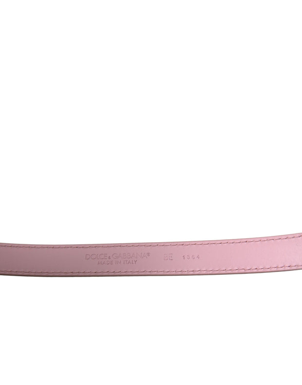 Pink Leather Gold Square Metal Buckle Belt Dolce & Gabbana