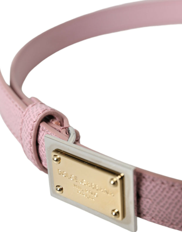 Pink Leather Gold Square Metal Buckle Belt Dolce & Gabbana