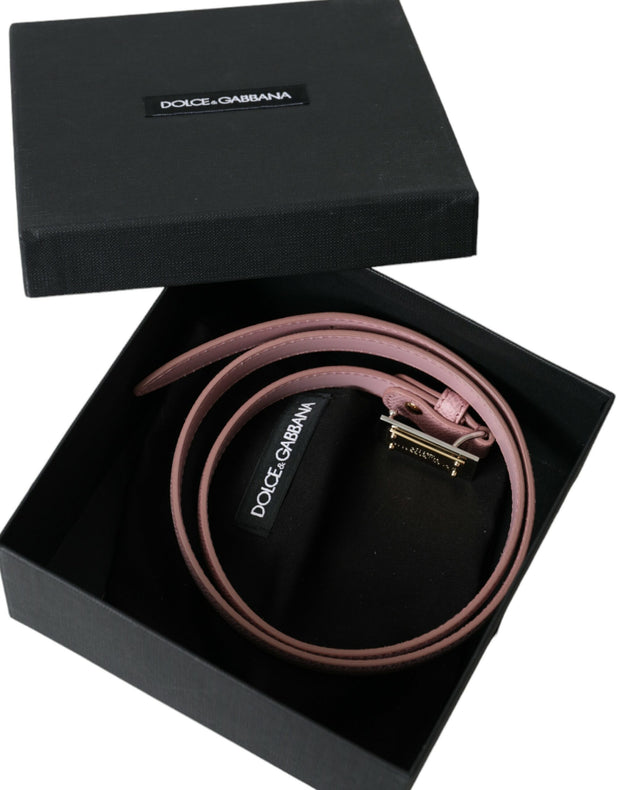 Pink Leather Gold Square Metal Buckle Belt Dolce & Gabbana