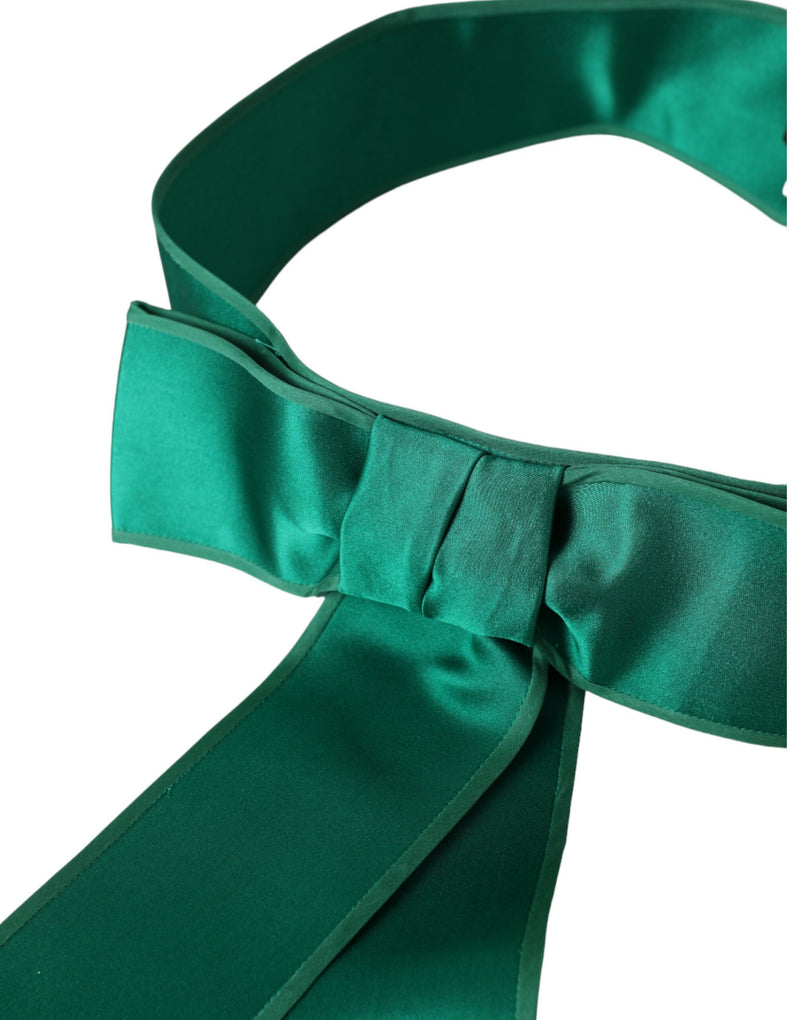 Green Silk Satin Waist Women Belt Dolce & Gabbana