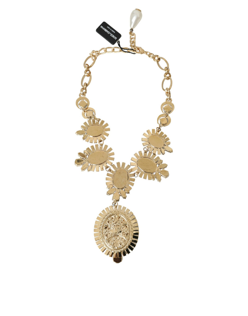 Gold ToneBrass PIETRE OVALI Crystal Embellished Necklace Dolce & Gabbana