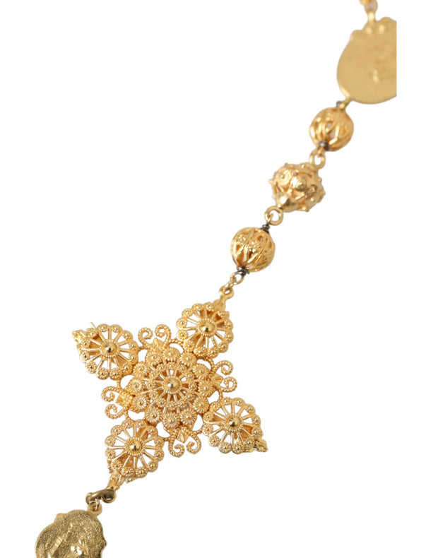 Gold Tone Chain Brass Beaded Statement Sicily Necklace Dolce & Gabbana