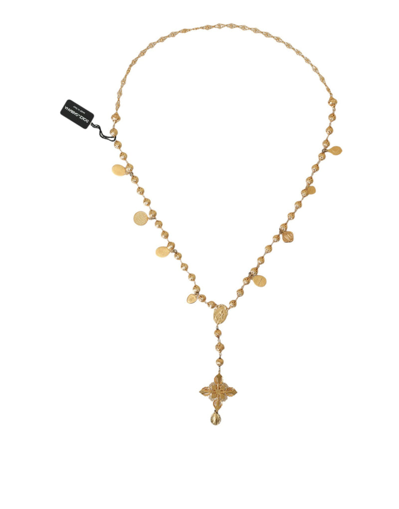 Gold Tone Chain Brass Beaded Statement Sicily Necklace Dolce & Gabbana