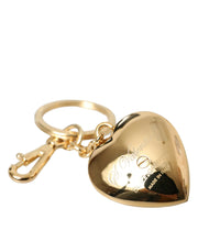 Metallic Gold Brass Heart Floral Pendant Keychain Keyring Dolce & Gabbana