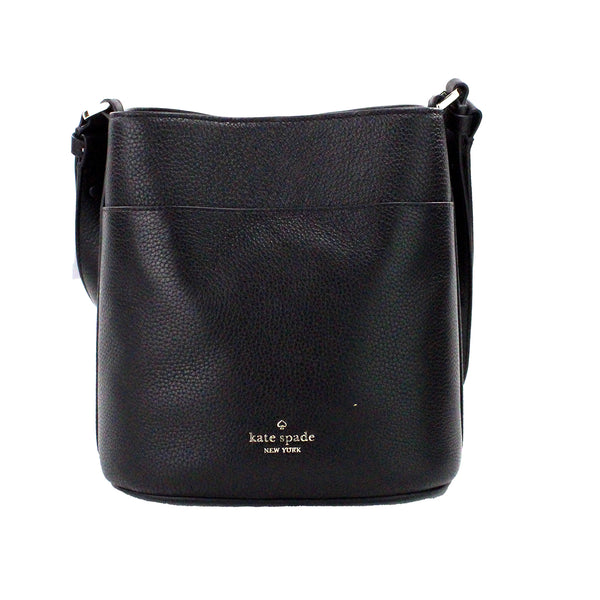 Leila Small Black Pebbled Leather Bucket Shoulder Crossbody Bag Kate Spade