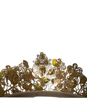 Gold Tone Brass Crystal Sicily Lemon Head Crown Tiara Dolce & Gabbana