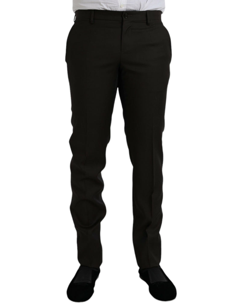 Dark Brown Wool Slim Fit Formal Pants Dolce & Gabbana