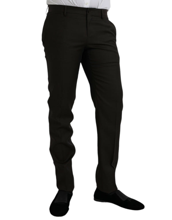 Dark Brown Wool Slim Fit Formal Pants Dolce & Gabbana