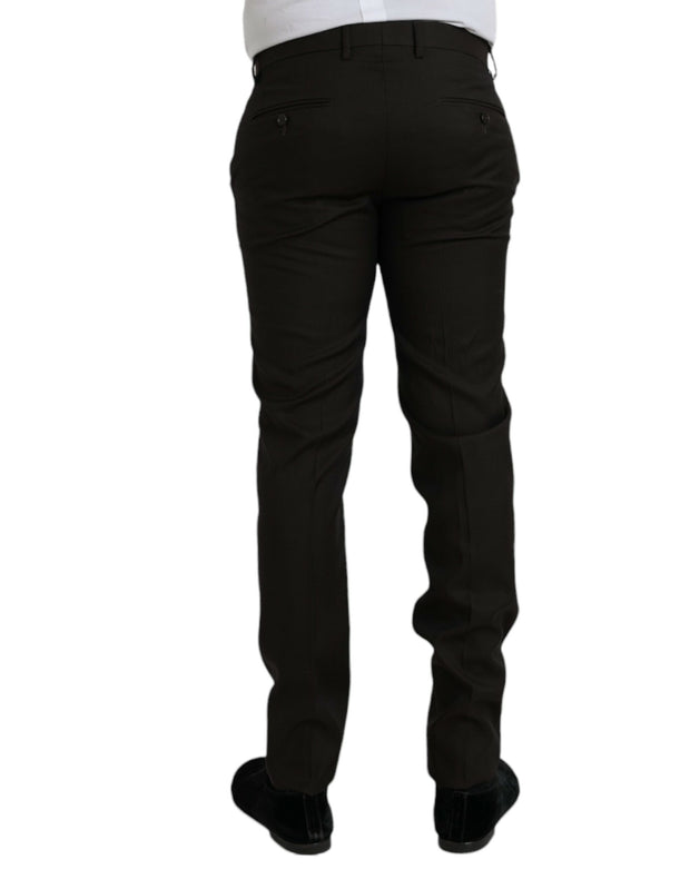 Dark Brown Wool Slim Fit Formal Pants Dolce & Gabbana