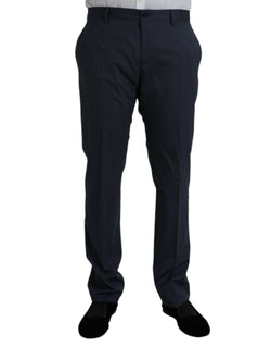 Blue Wool Slim Fit Dress Formal Pants Dolce & Gabbana