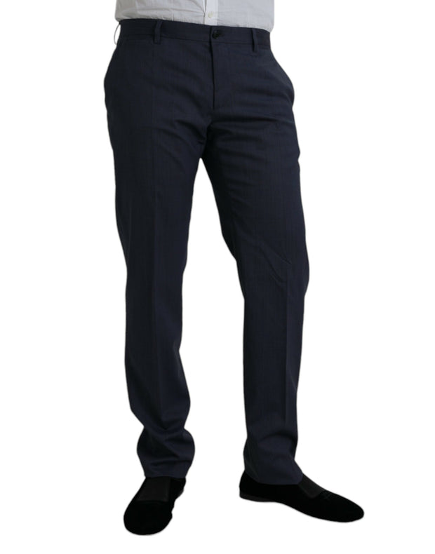 Blue Wool Slim Fit Dress Formal Pants Dolce & Gabbana