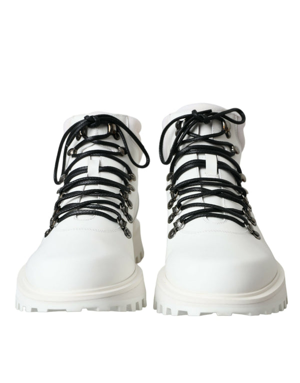 White Vulcano Trekking Men Ankle Boots Shoes Dolce & Gabbana