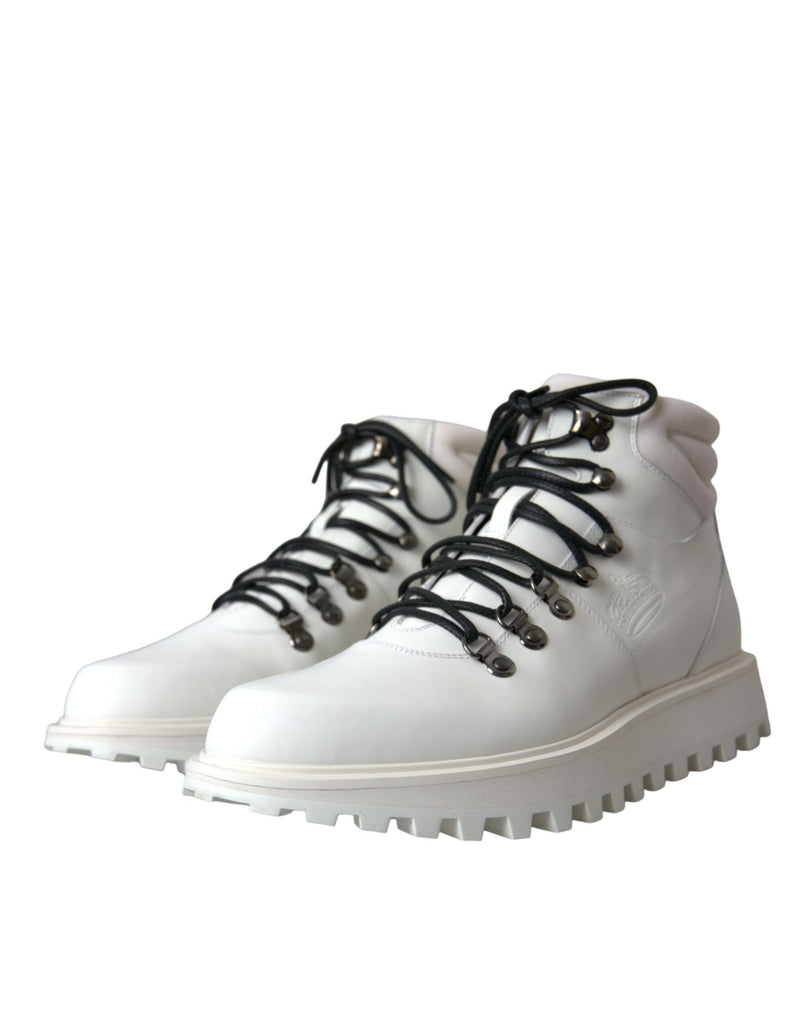 White Vulcano Trekking Men Ankle Boots Shoes Dolce & Gabbana