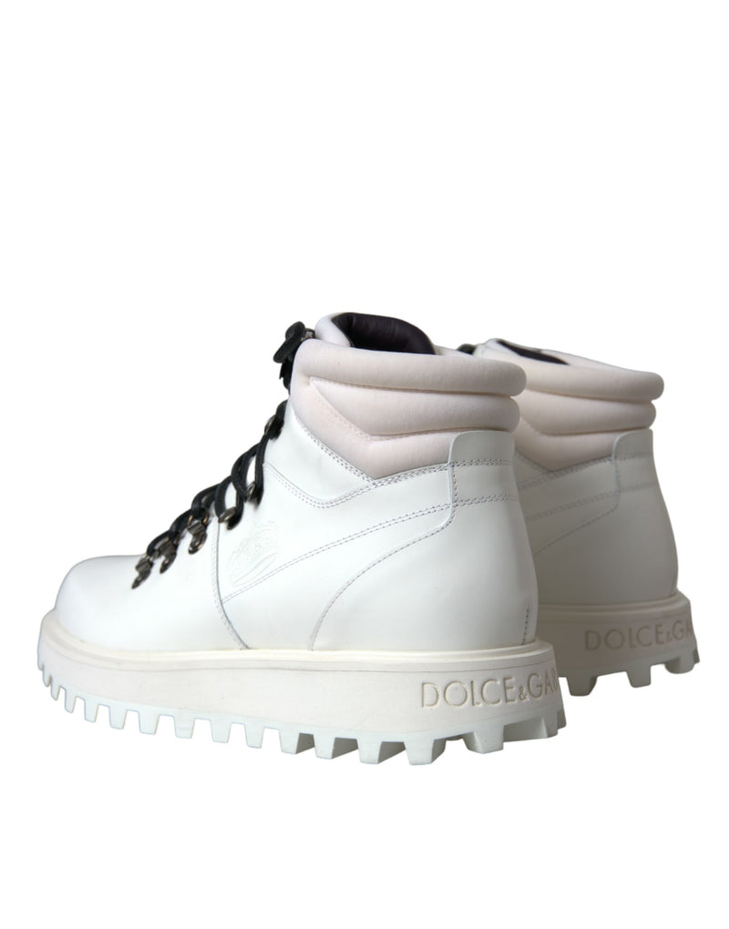 White Vulcano Trekking Men Ankle Boots Shoes Dolce & Gabbana