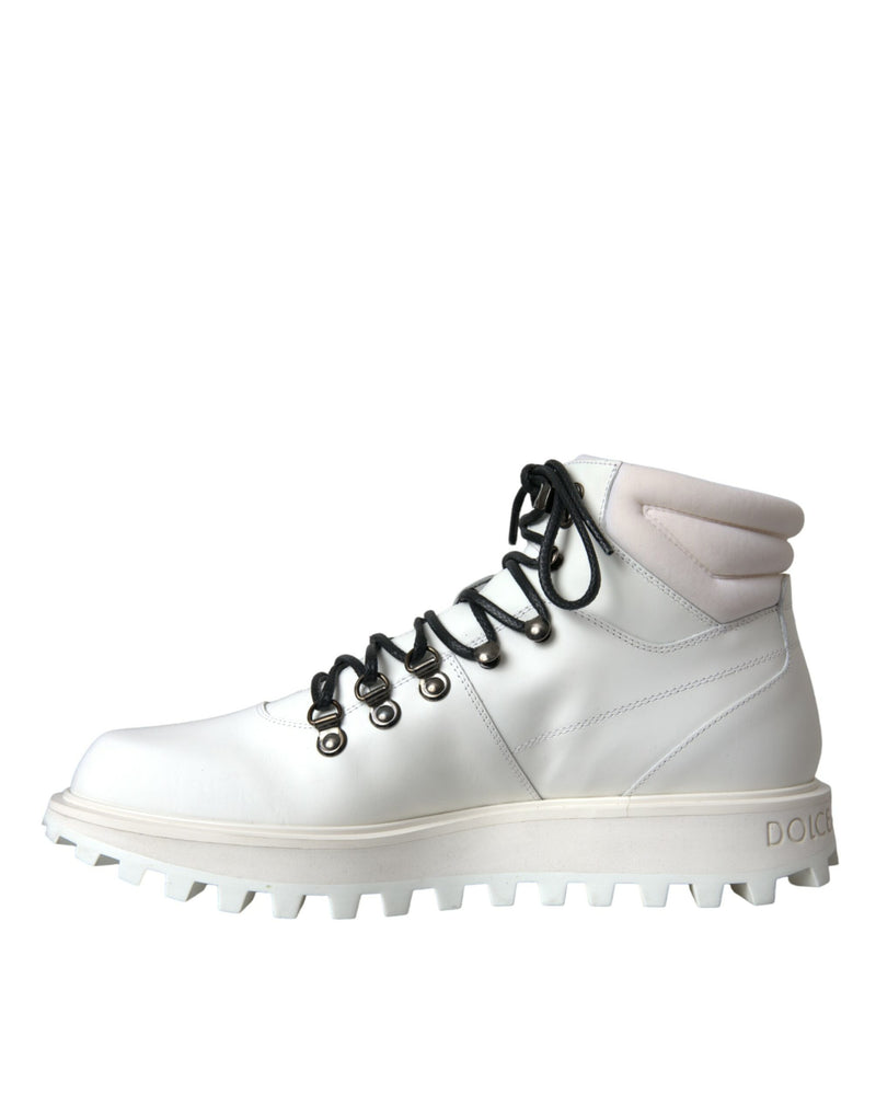 White Vulcano Trekking Men Ankle Boots Shoes Dolce & Gabbana