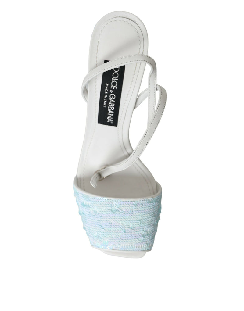 Light Blue Sequin Ankle Strap Sandals Shoes Dolce & Gabbana