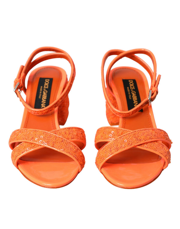 Orange Sequin Ankle Strap Sandals Shoes Dolce & Gabbana