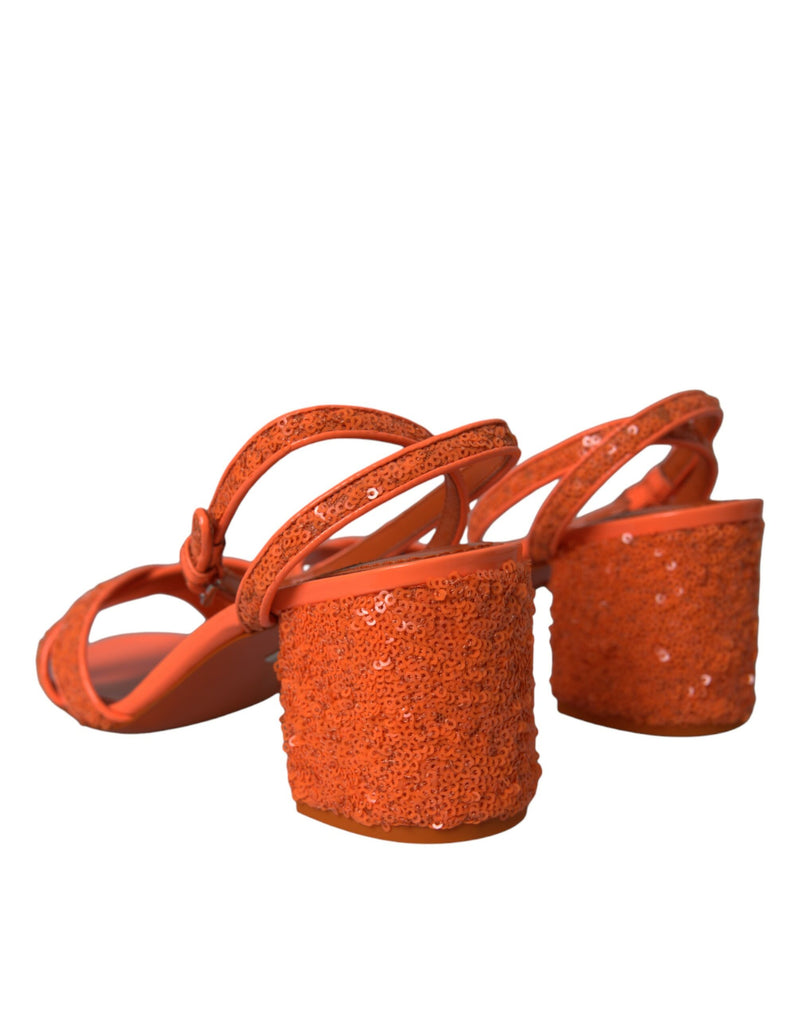 Orange Sequin Ankle Strap Sandals Shoes Dolce & Gabbana