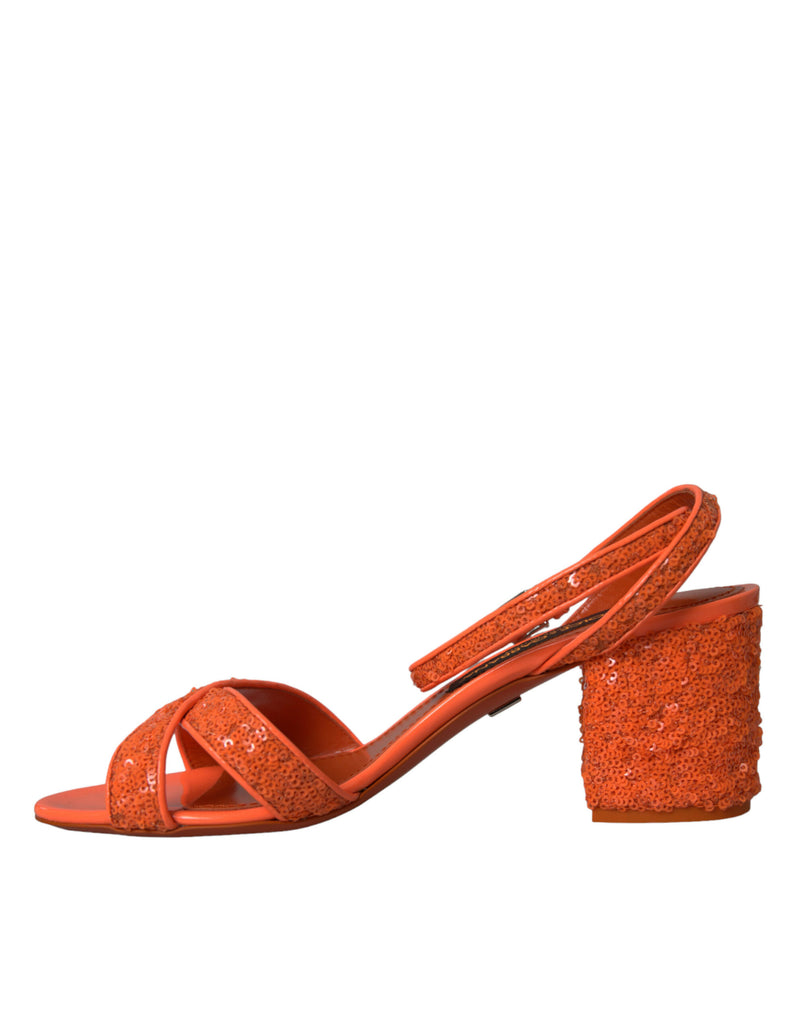 Orange Sequin Ankle Strap Sandals Shoes Dolce & Gabbana