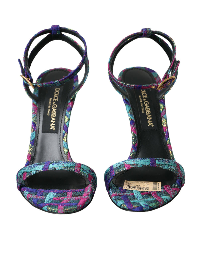 Multicolor Jacquard Crystals Sandals Shoes Dolce & Gabbana