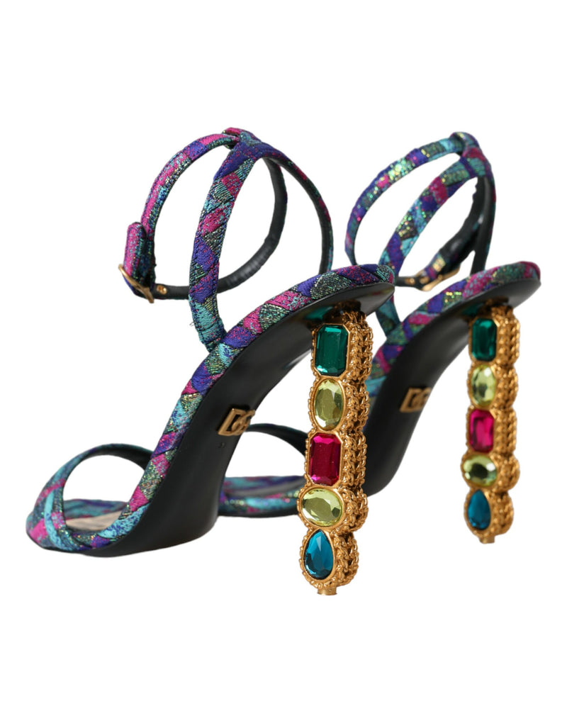 Multicolor Jacquard Crystals Sandals Shoes Dolce & Gabbana