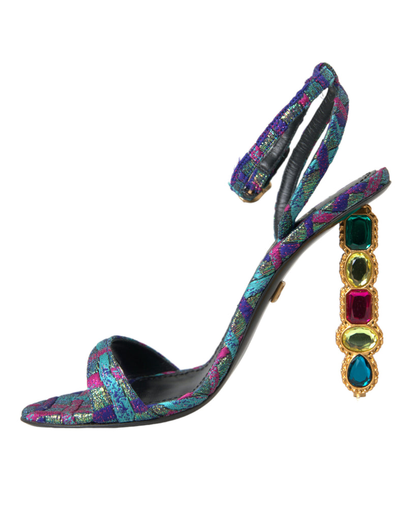 Multicolor Jacquard Crystals Sandals Shoes Dolce & Gabbana