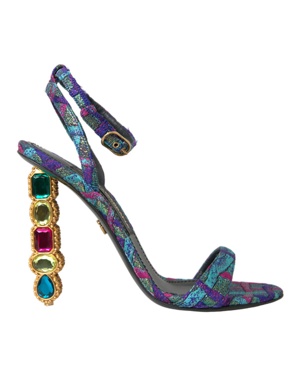 Multicolor Jacquard Crystals Sandals Shoes Dolce & Gabbana