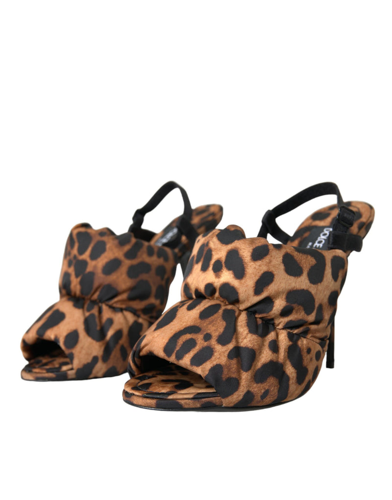 Brown Leopard Slingback Heels Sandals Shoes Dolce & Gabbana