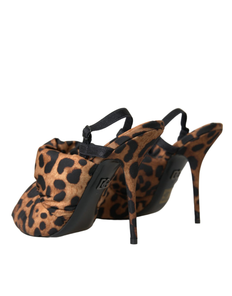 Brown Leopard Slingback Heels Sandals Shoes Dolce & Gabbana