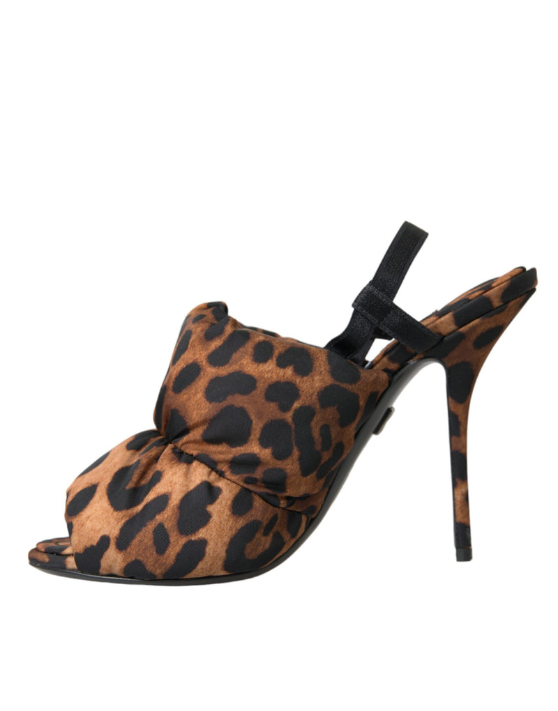 Brown Leopard Slingback Heels Sandals Shoes Dolce & Gabbana