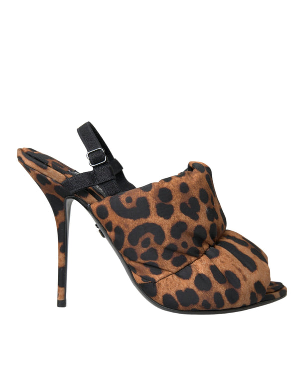 Brown Leopard Slingback Heels Sandals Shoes Dolce & Gabbana