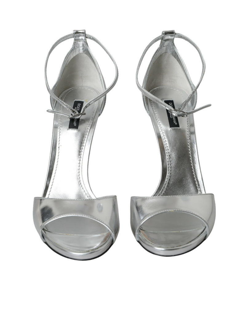 Silver KEIRA Leather Heels Sandals Shoes Dolce & Gabbana