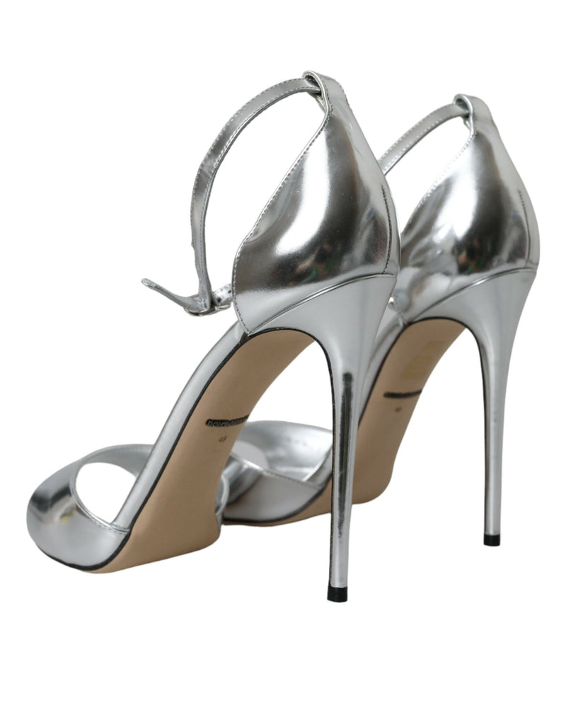 Silver KEIRA Leather Heels Sandals Shoes Dolce & Gabbana