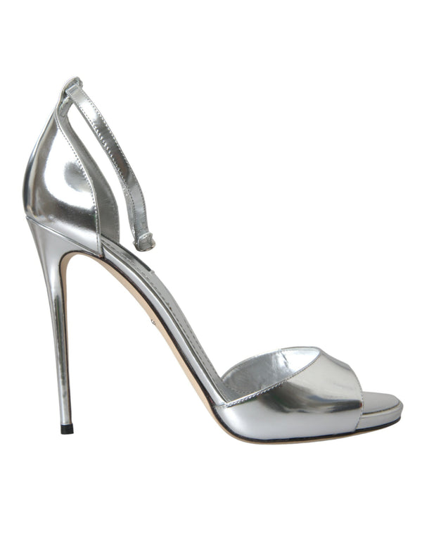 Silver KEIRA Leather Heels Sandals Shoes Dolce & Gabbana