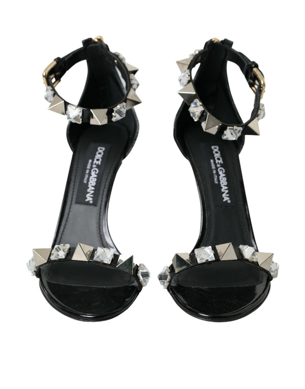 Black Crystals Sandals Ankle Strap Shoes Dolce & Gabbana