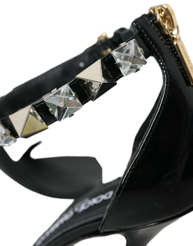 Black Crystals Sandals Ankle Strap Shoes Dolce & Gabbana