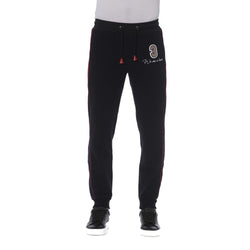 Black Cotton Men Sports Pant Trussardi