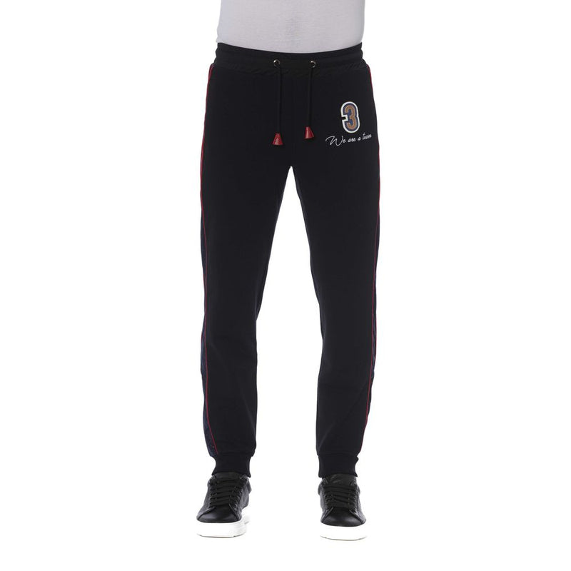 Black Cotton Men Sports Pant Trussardi