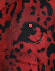 Red Leopard Silk Button Down Casual Shirt Dolce & Gabbana